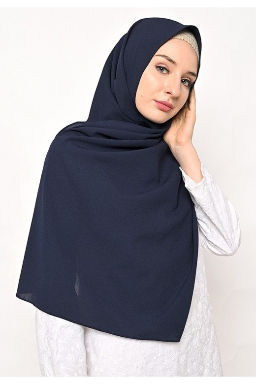 Pasmina Diamond Jahit Tepi Navy